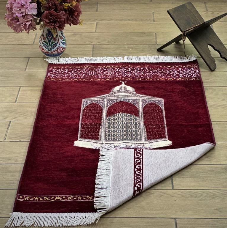 Makam-ı İbrahim Lüks Şönil Seccade Bordo 70x125 cm-240 gr
