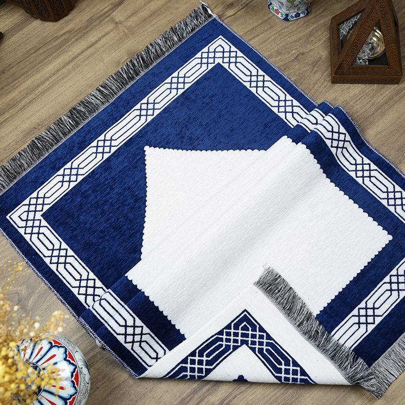 Hediyelik Çift Taraf Seccade Lacivert Krem 70x130 cm - 450 gr