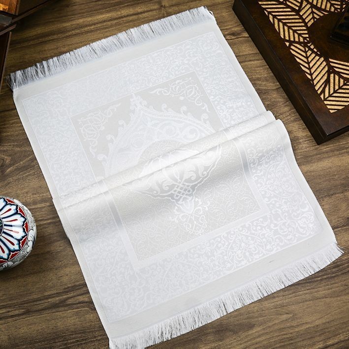 Hediyelik Set Seccade Krem Şal ve 99 İnci Tesbih