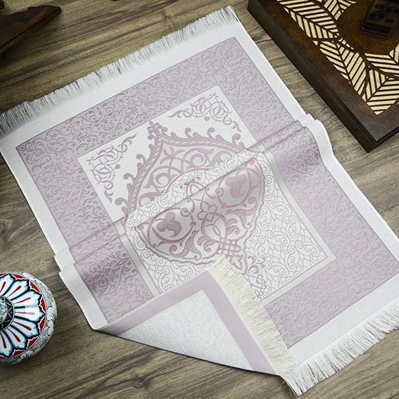 Hediyelik İpek Nur Tafta Seccade Lila 68x110 cm - 200 gr