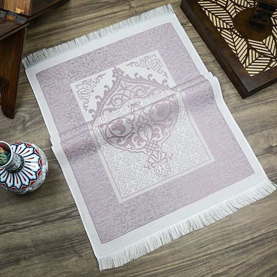 Hediyelik İpek Nur Tafta Seccade Lila 68x110 cm - 200 gr