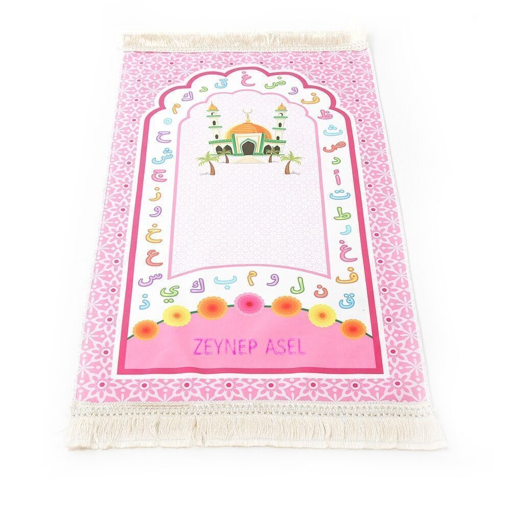 İsme Özel Çocuk Seccadesi Pembe 45x82 cm Aksa Pembe & Kokulu Tesbih  Bebek Pembesi & Ayşe Namaz Kılıyor Puzzle