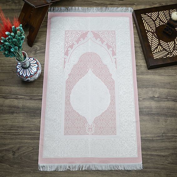 Hediyelik Seccade Pembe Şal ve 99 İnci Tesbih