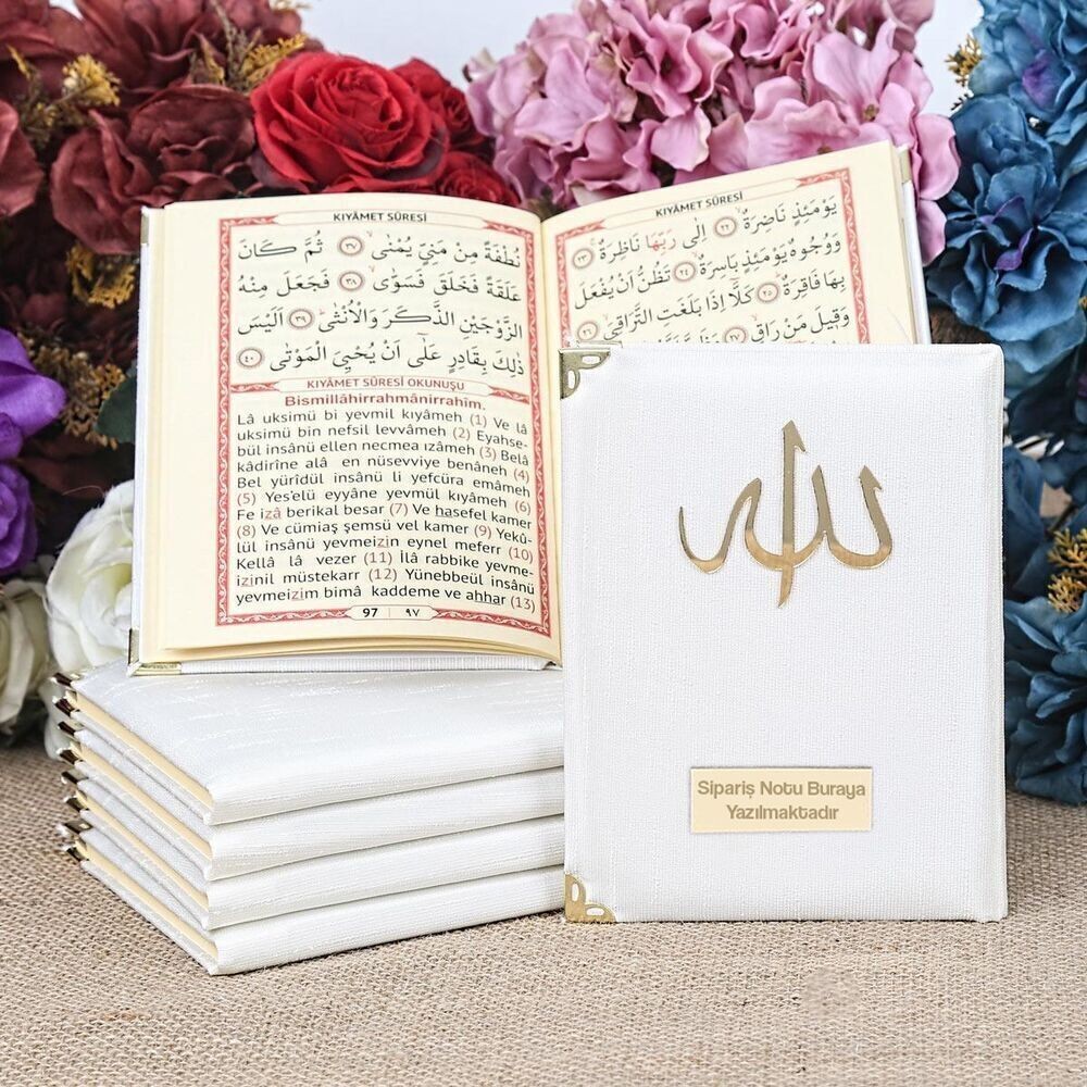 Hediyelik Şantuk Kumaş Çantalı Yasin Kitabı ( 16.5 x 12.5 cm ) Krem