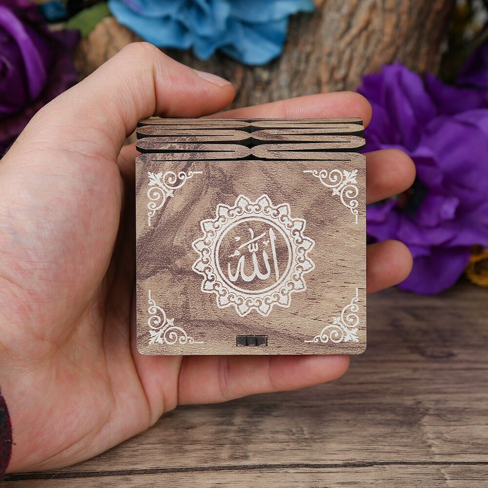 Mini Ahşap Kutu & Mini Kur'an-ı Kerim Yeşil (8x7cm)