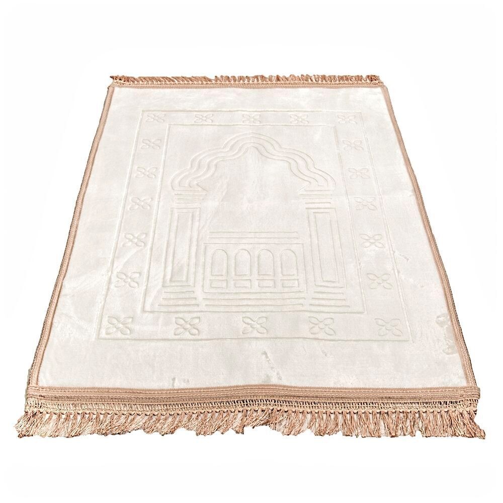 Lüks Kadife Peluş Seccade Krem 70 x 110 cm - 750 gr