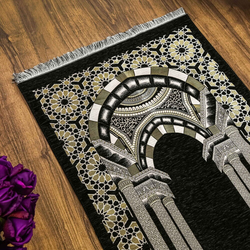 Medine Lüks Şönil Seccade - Siyah ( 116 x 66 cm ) 465 gr