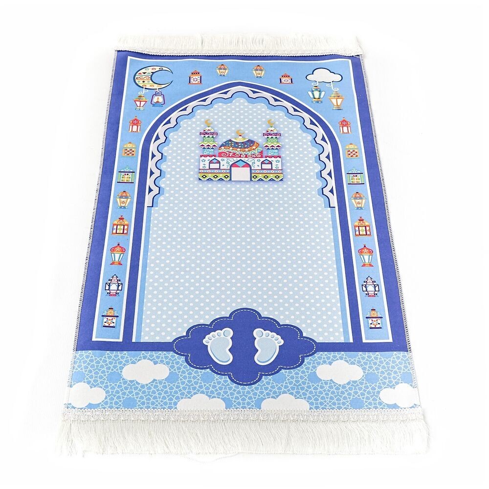 Çocuk Seccadesi Sahra - Mavi 45x82 cm - 110 gr  - Tesbih Hediyeli