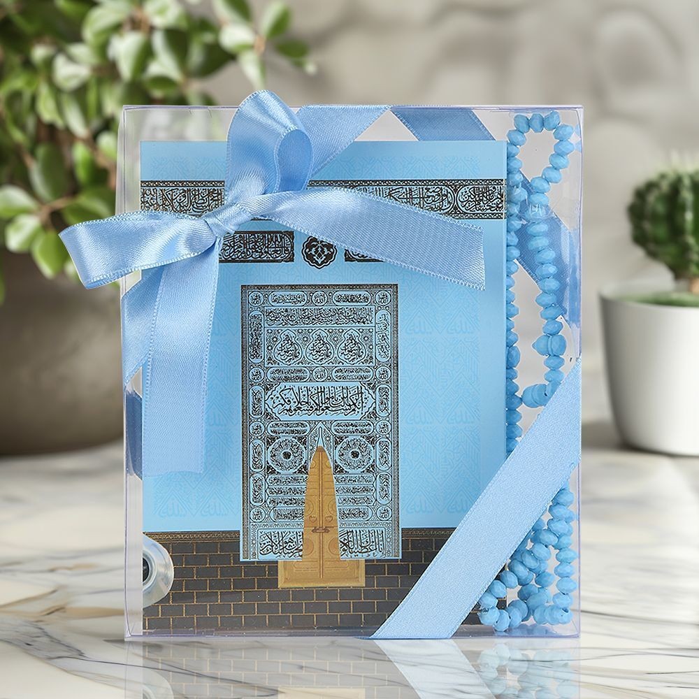 Ekonomik Yasin Kitabı(12*16 cm 90 gr 80 Sayfa) Tesbih,Süslemeli Asetat Kutulu-Mavi