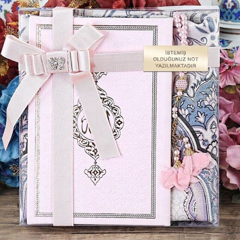 Anneler Günü Hediyesi Termo  Yasin Kitabı, Seccade, Güllü Tesbihli Set-Pembe