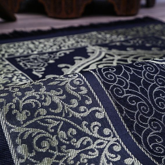 Hediyelik İpek Nur Tafta Seccade Koyu Siyah 68x110 cm - 200 gr