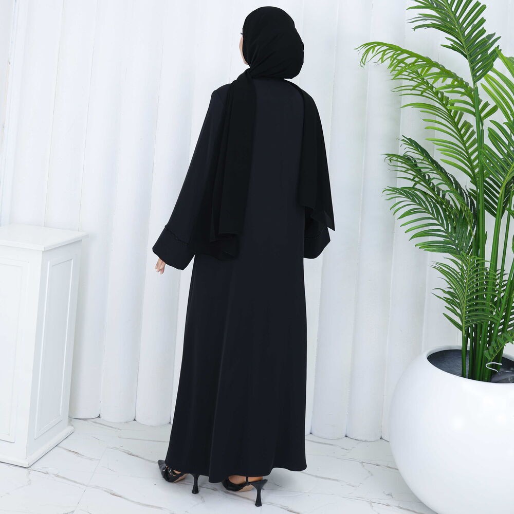 Bayan Abaya Siyah Taşlı Elbise