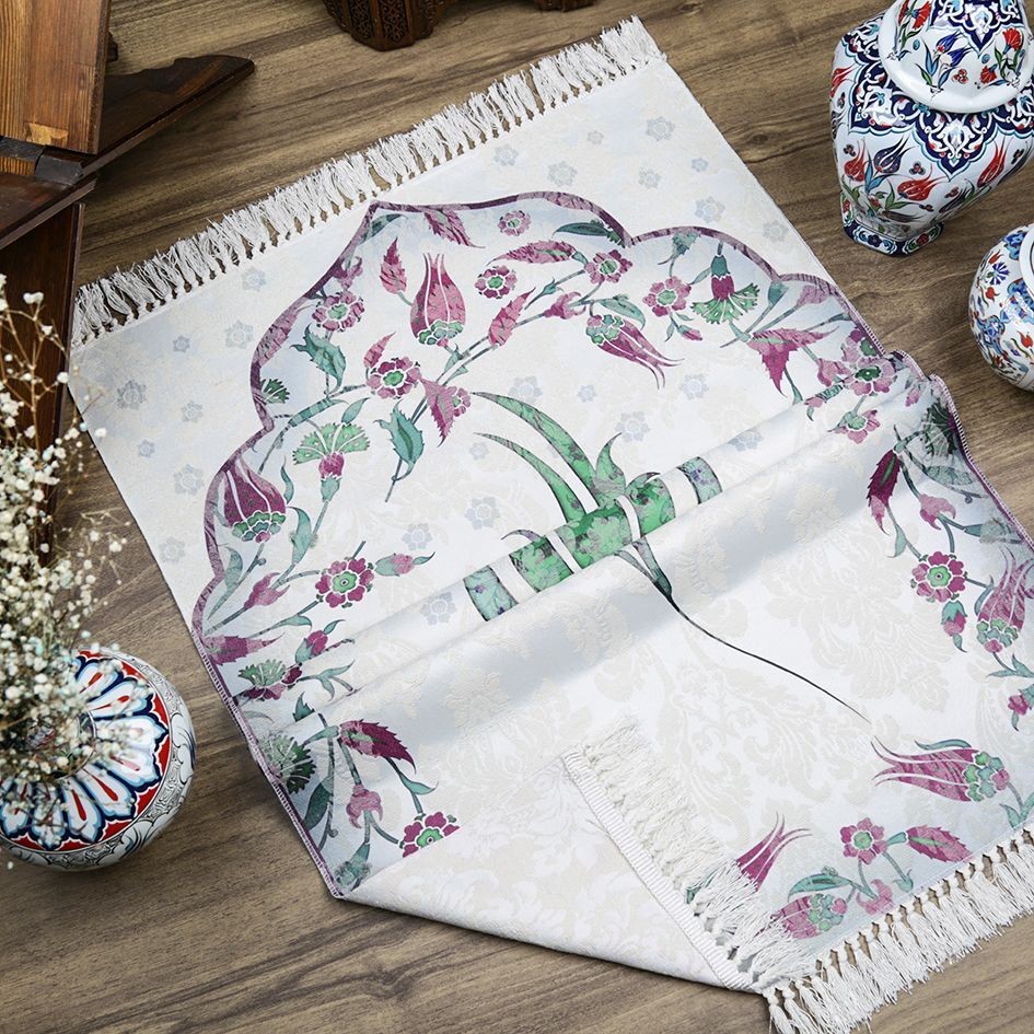 İnce Pamuk Seccade Yeşil - Lale 70x117 cm - 370 gr