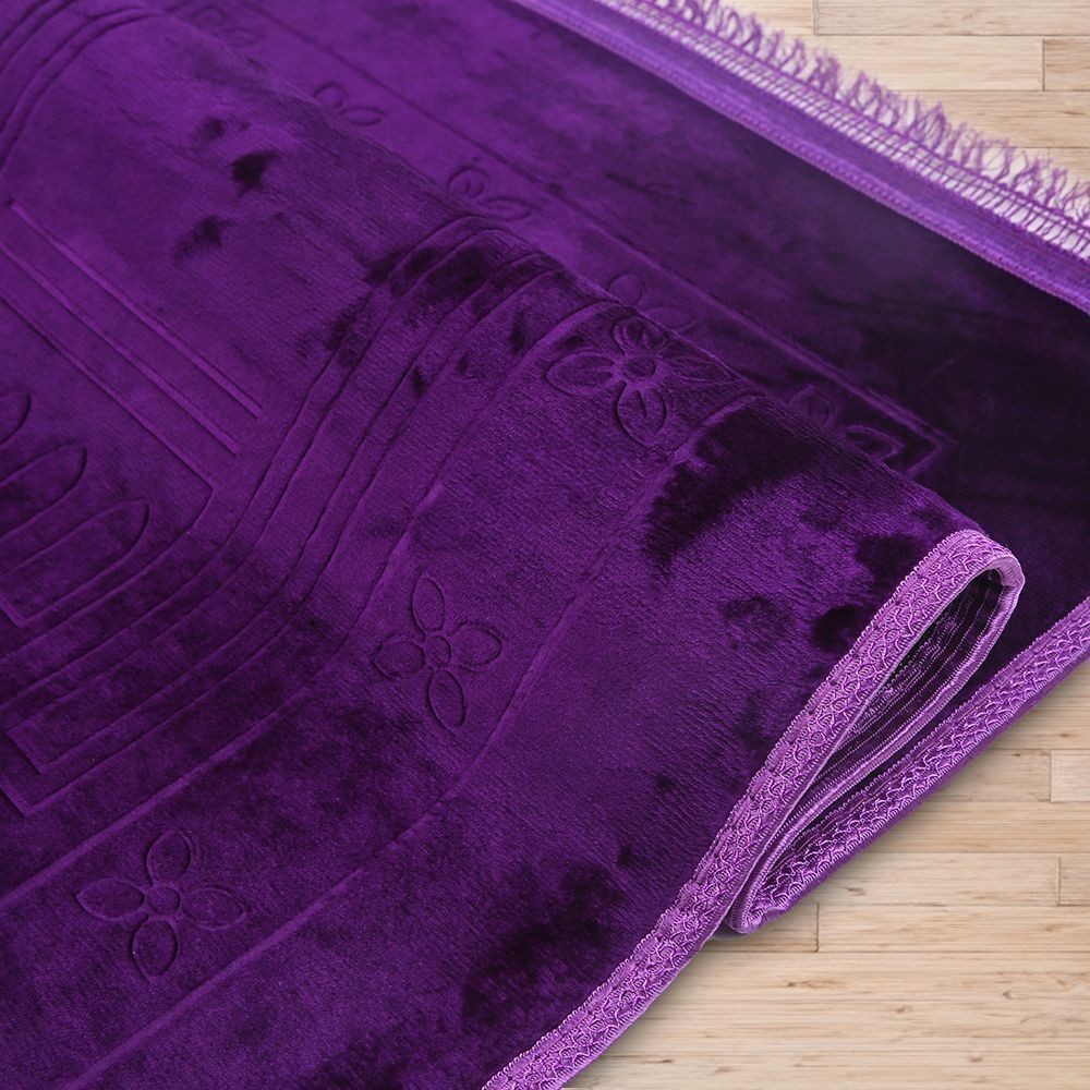 Soft Yumuşak Kadife Peluş Seccade Mor 80 x 120 cm - 1100 gr