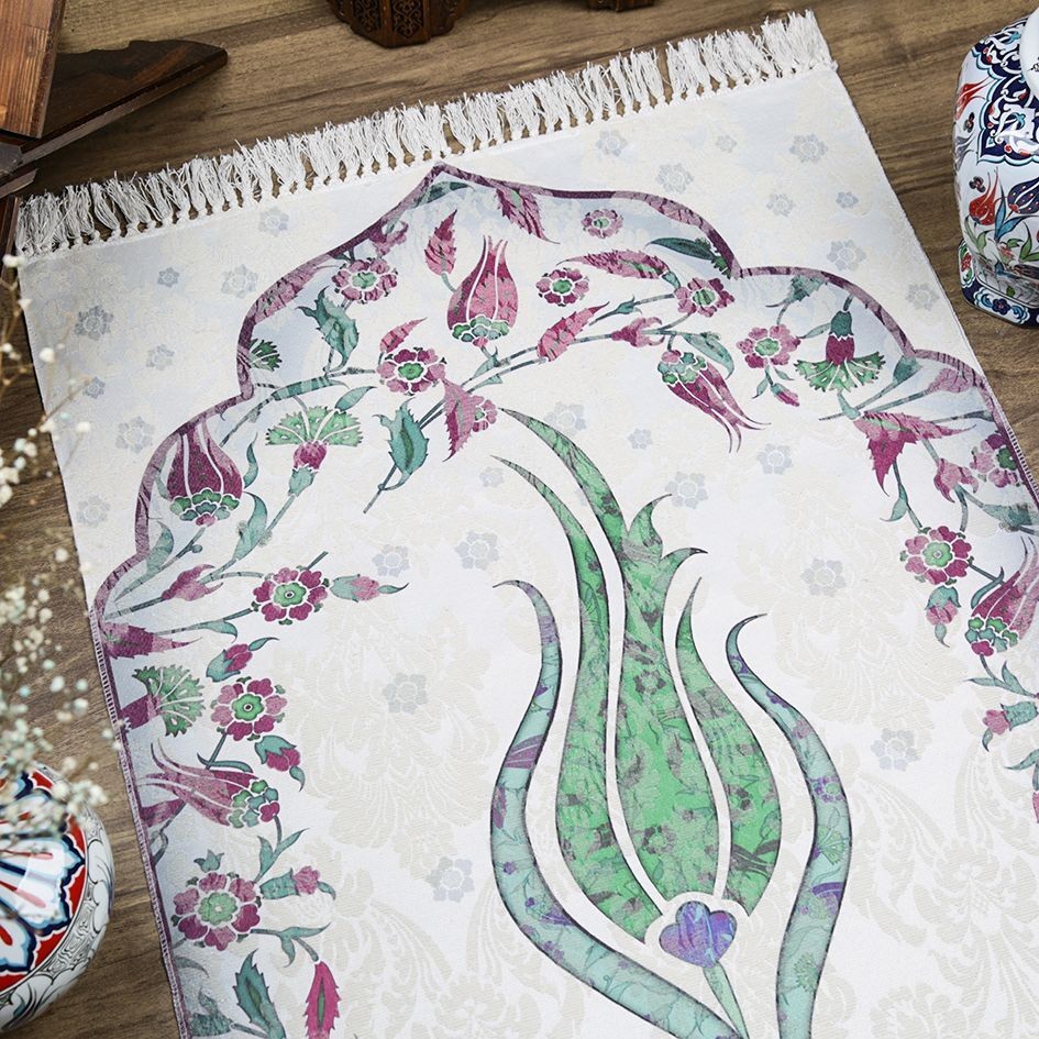 İnce Pamuk Seccade Yeşil - Lale 70x117 cm - 370 gr