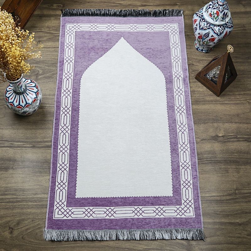 Hediyelik Çift Taraf Seccade Lila Krem 70x130 cm - 450 gr