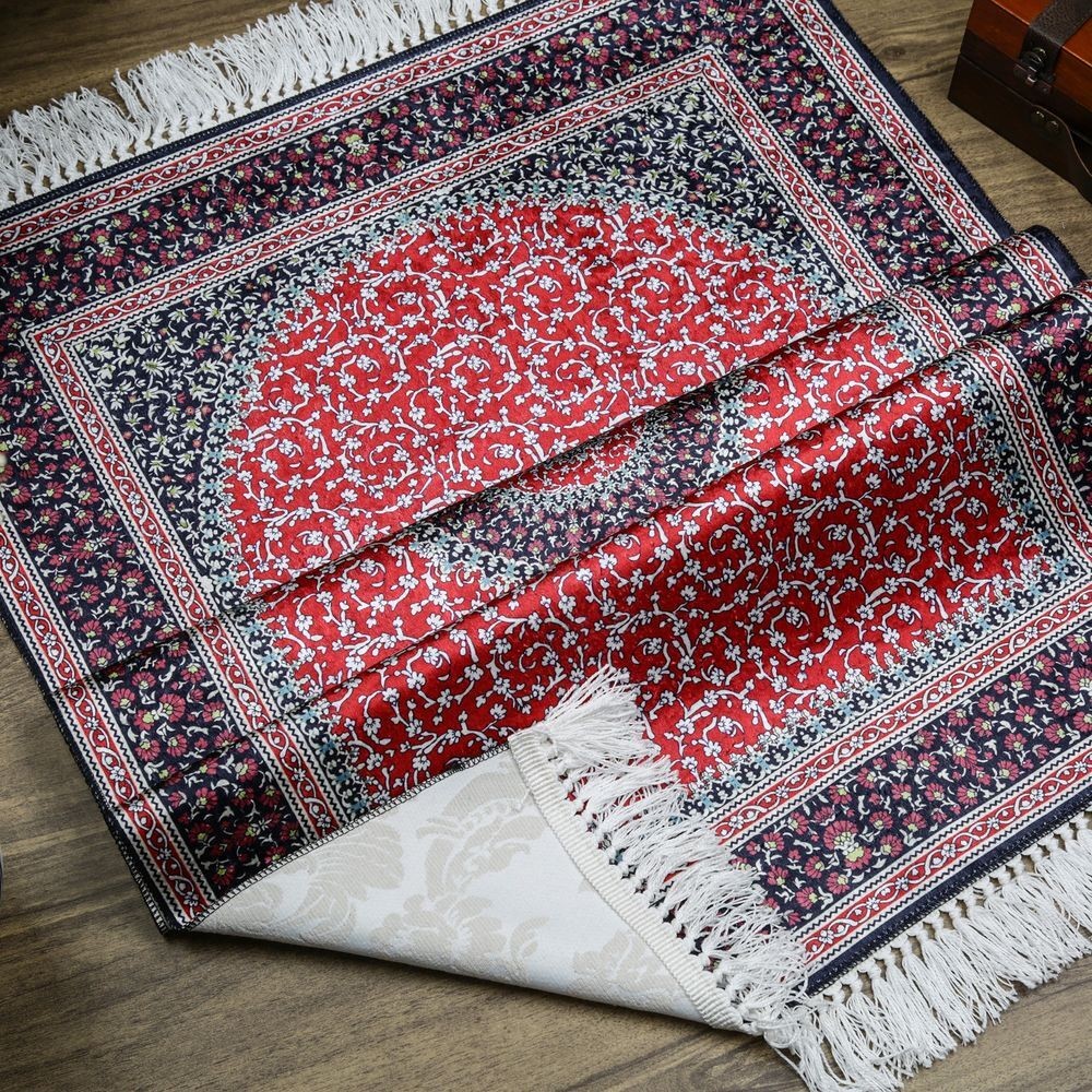 Lüks İpek Ahu Seccade Kırmızı 70x117 cm - 550 gr