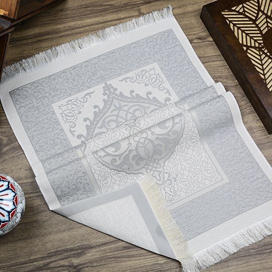 Hediyelik İpek Nur Tafta Seccade Koyu Gri 68x110 cm - 200 gr