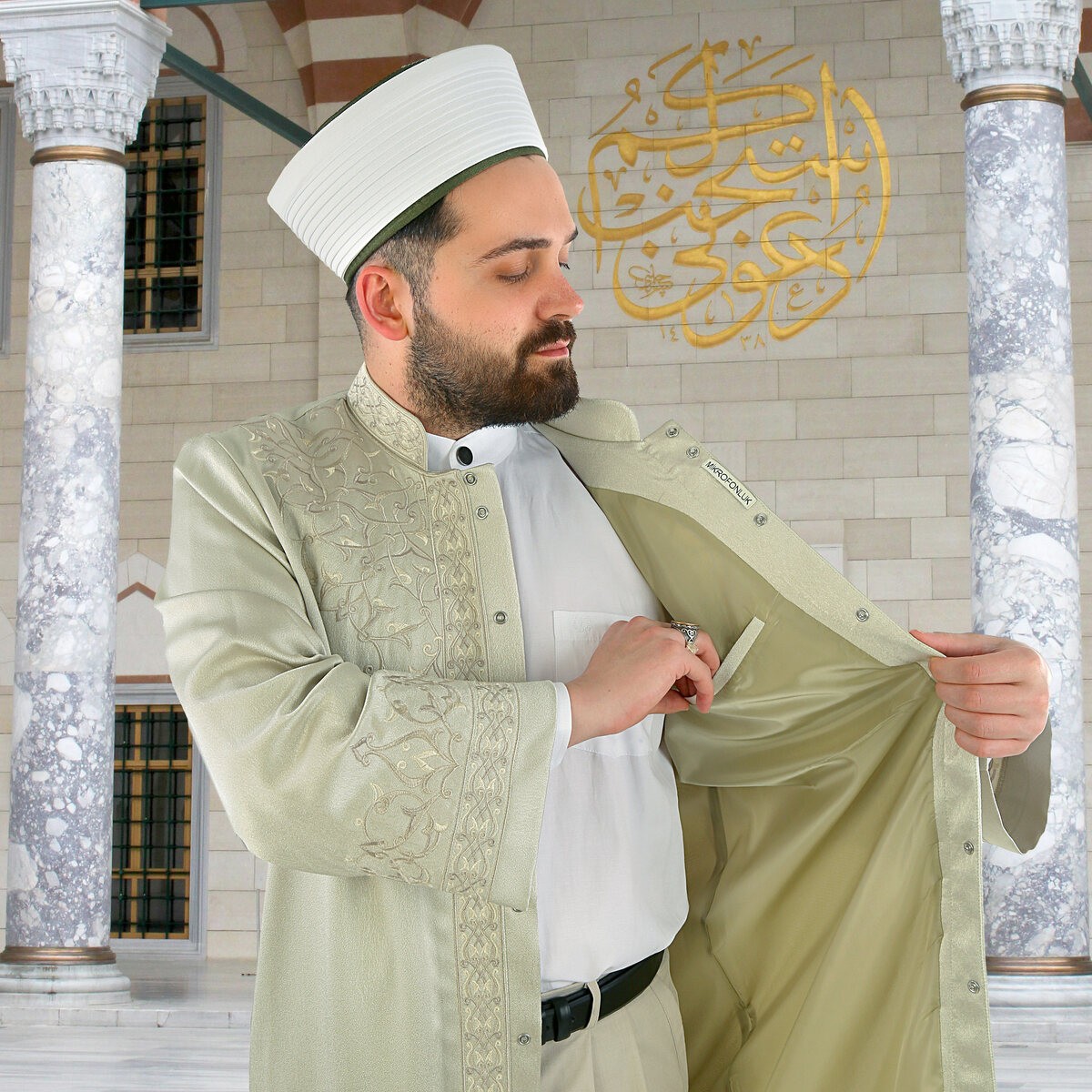 Lüks Fesebbih İmam Cübbesi Mint Yeşili 
