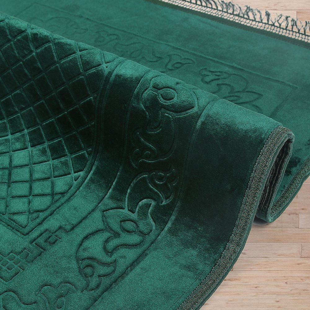 Soft Yumuşak Kadife Peluş Seccade Yeşil 80 x 110 cm - 1100 gr