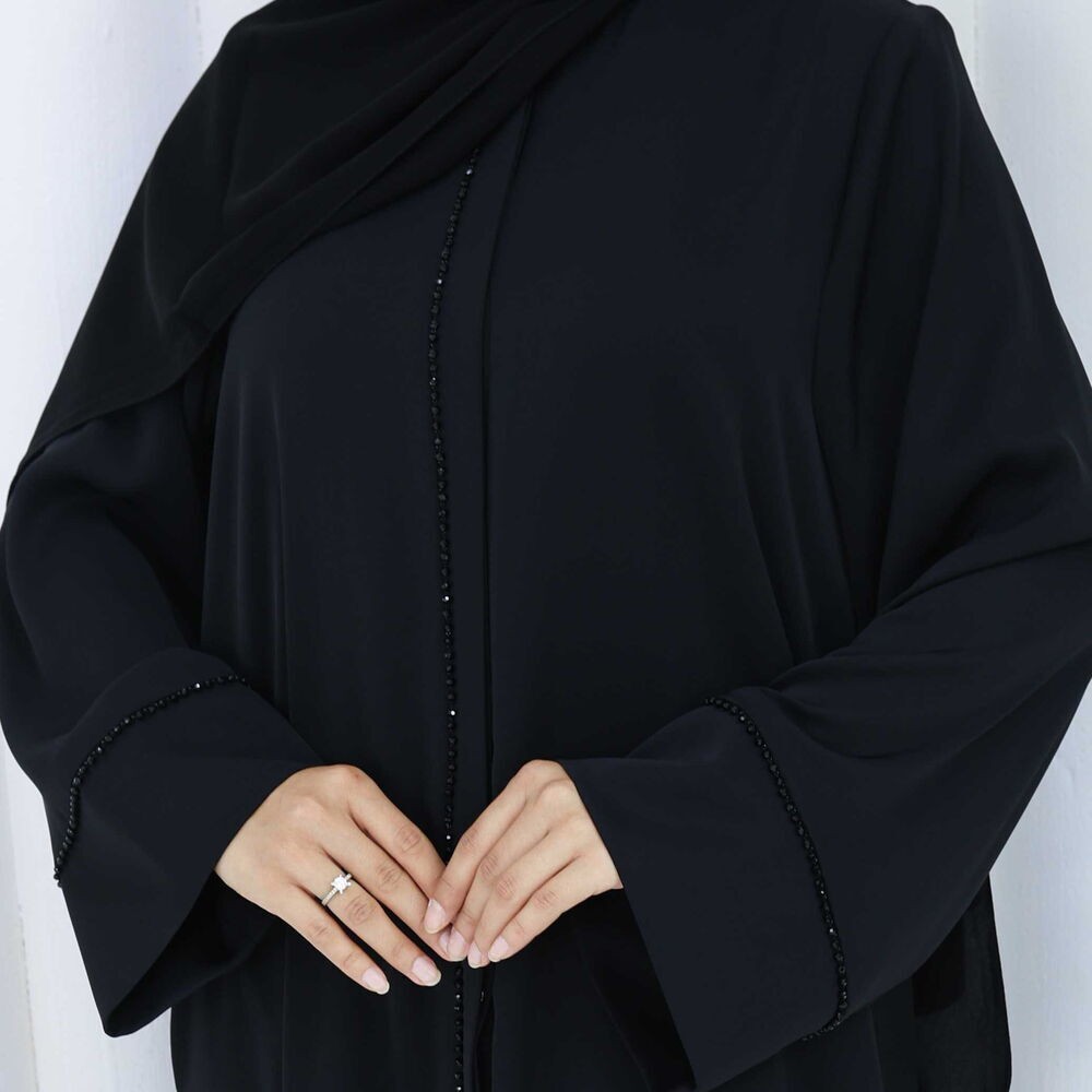 Bayan Abaya Siyah Taşlı Elbise