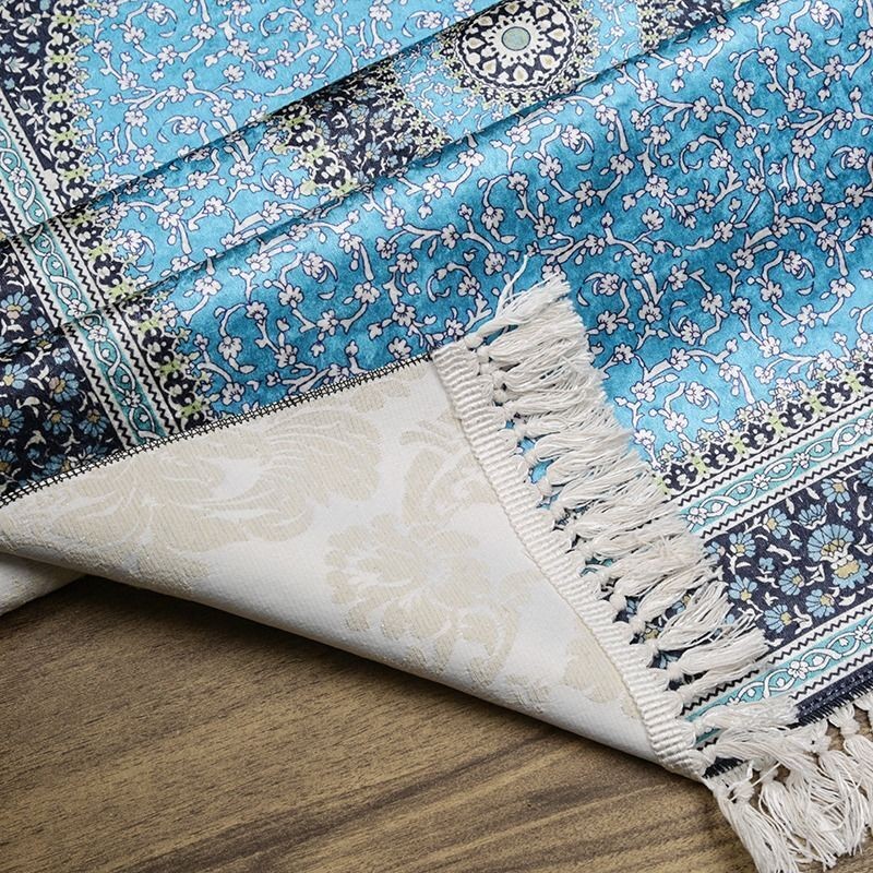 Lüks İpek Ahu Seccade Mavi 70x117 cm - 550 gr