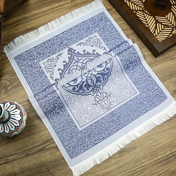 Hediyelik İpek Nur Tafta Seccade Bebek Mavisi 68x110 cm - 200 gr