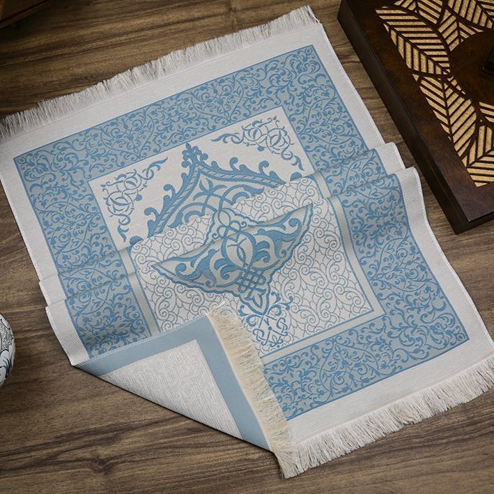 Hediyelik İpek Nur Tafta Seccade Turkuaz 68x110 cm - 200 gr