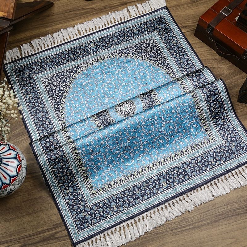 Lüks İpek Ahu Seccade Mavi 70x117 cm - 550 gr