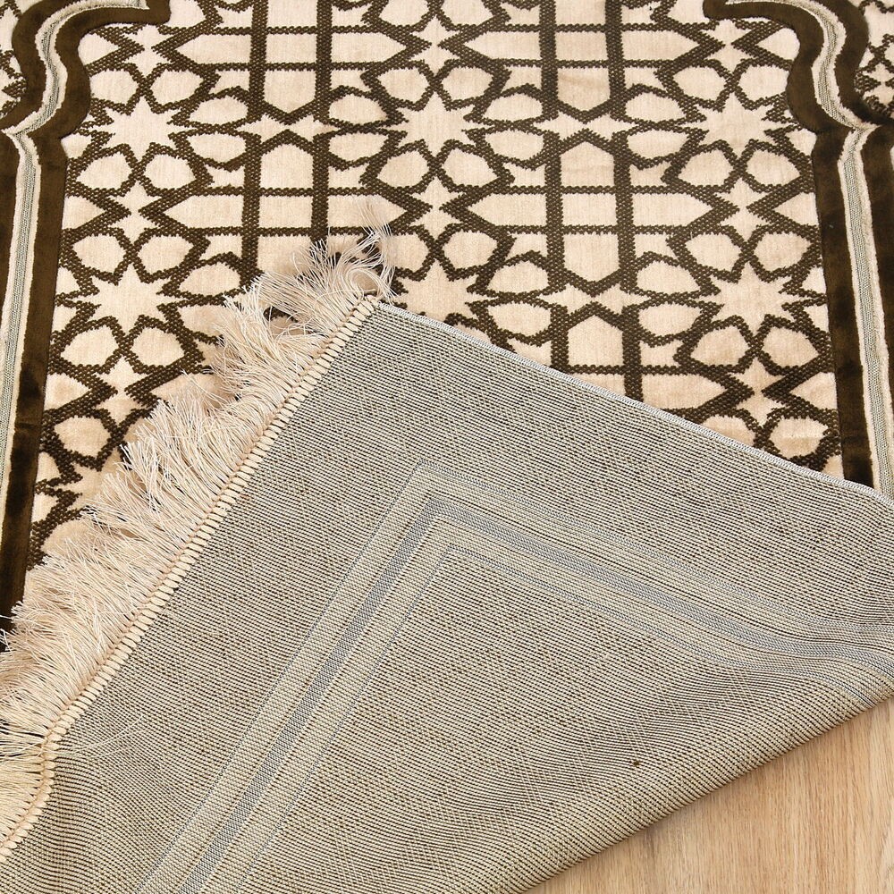 Edebali Lüks Kalın Kadife Halı Tipi  Soft Yumuşak  Seccade- Krem (70*120 cm 1100 gr)