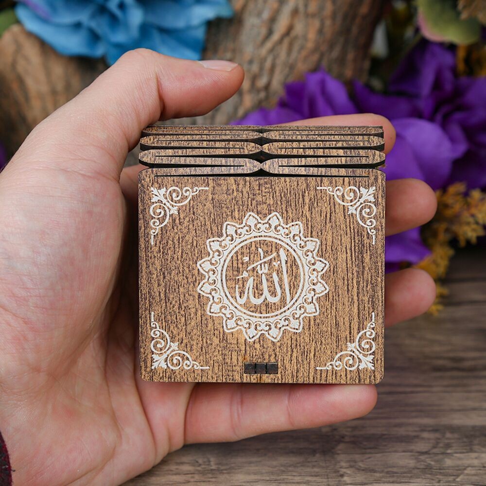 Mini Ahşap Kutu & Mini Kur'an-ı Kerim Pembe (8x7cm)