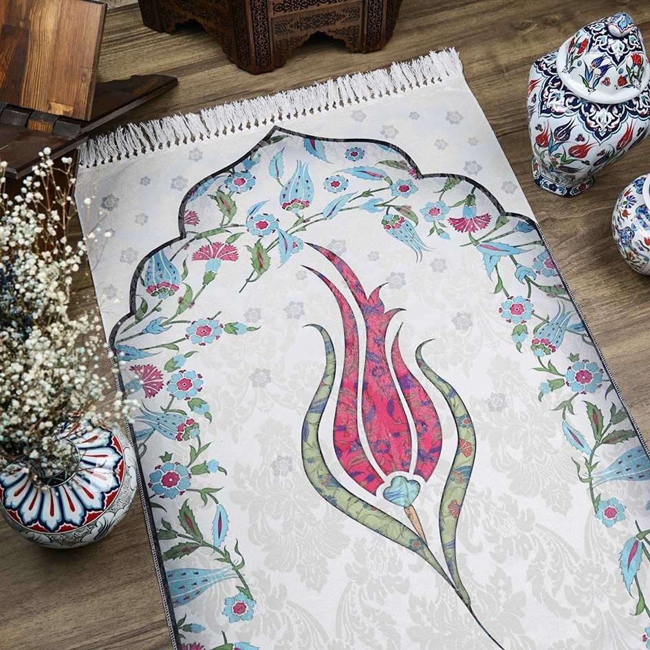Hediyelik İnce Pamuk Seccade Fuşya - Lale 70x117 cm - 370 gr
