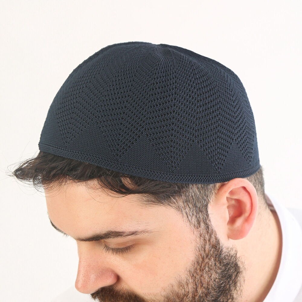 Nisa Örme Dantel Namaz Takkesi-Lacivert