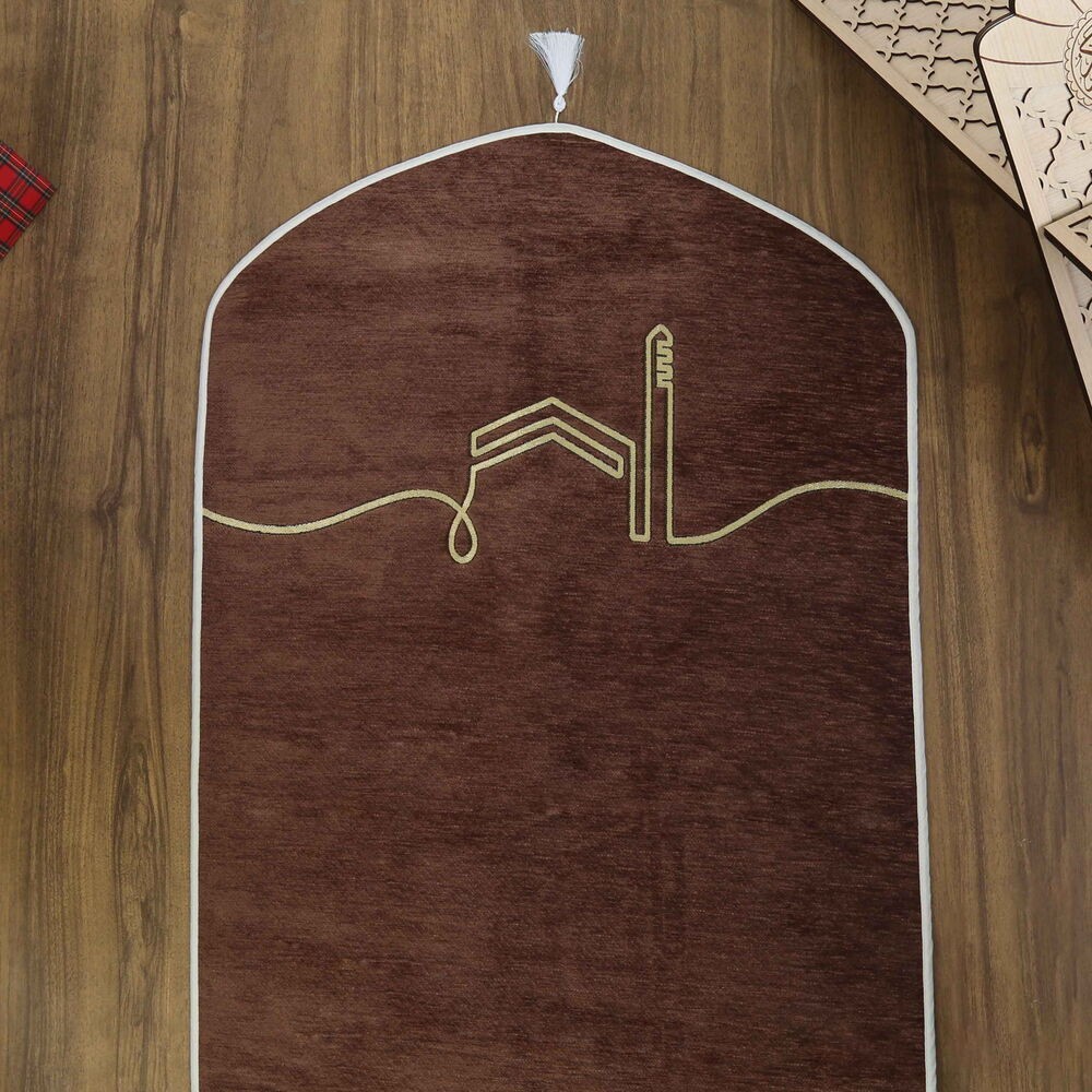 El Kuba Lüks Astarlı Biyeli Seccade Kahverengi (66X125cm) 565 gr
