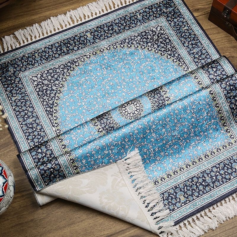 Lüks İpek Ahu Seccade Mavi 70x117 cm - 550 gr