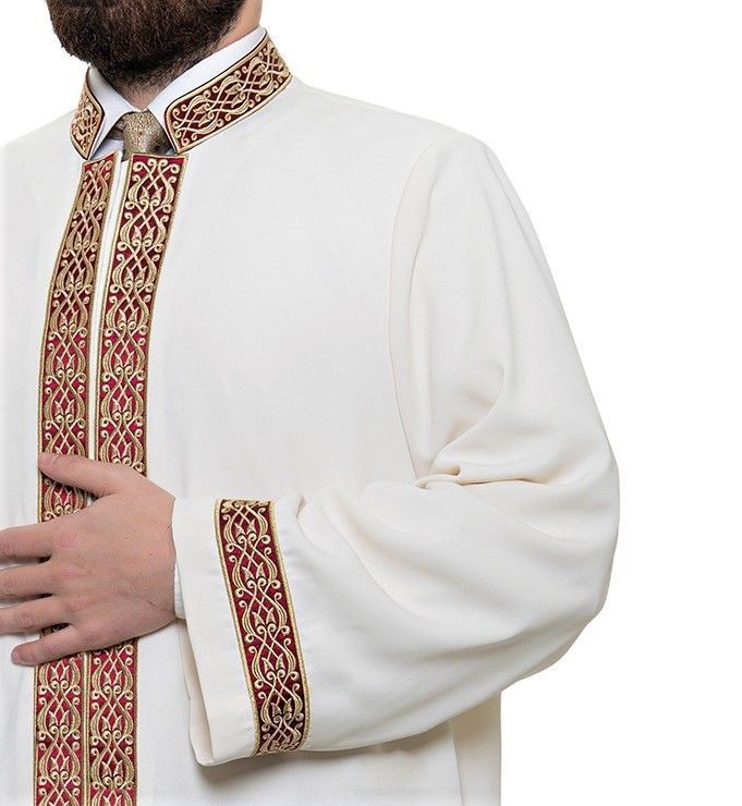 Muvahhid İmam Cübbesi Krem Bordo Bordürlü
