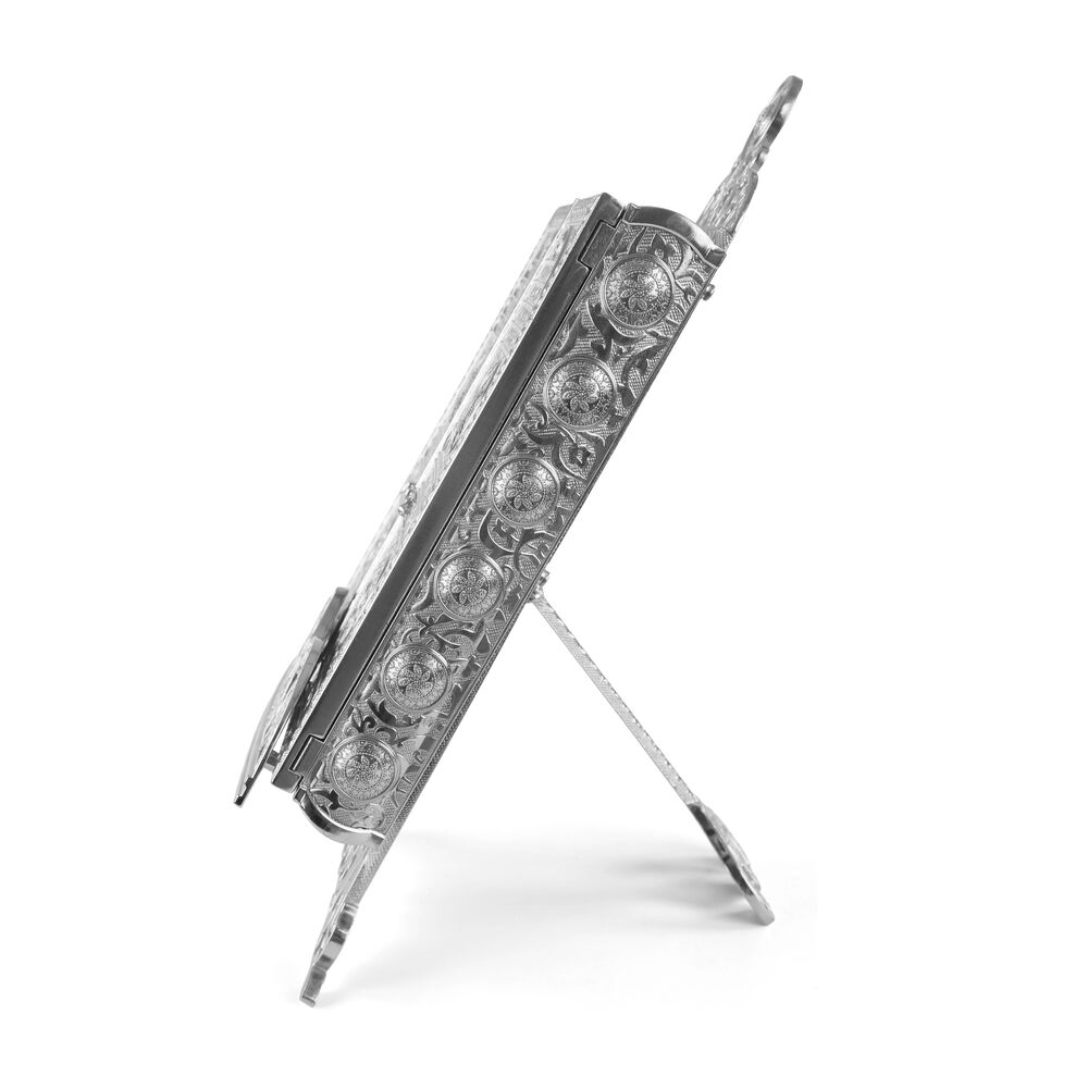 Kabe Kapısı Desenli Gümüş Kur'an-ı Kerim Kutusu 21x29cm (Orta Boy)