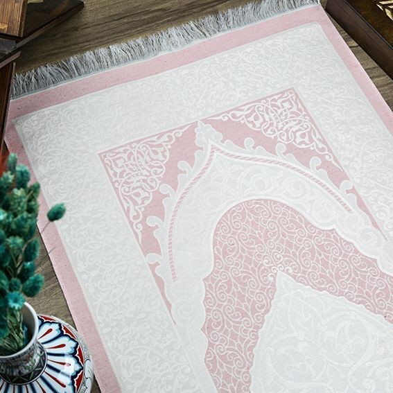 Hediyelik İpek Nur Tafta Seccade Bebek Pembesi 68x110 cm - 200 gr