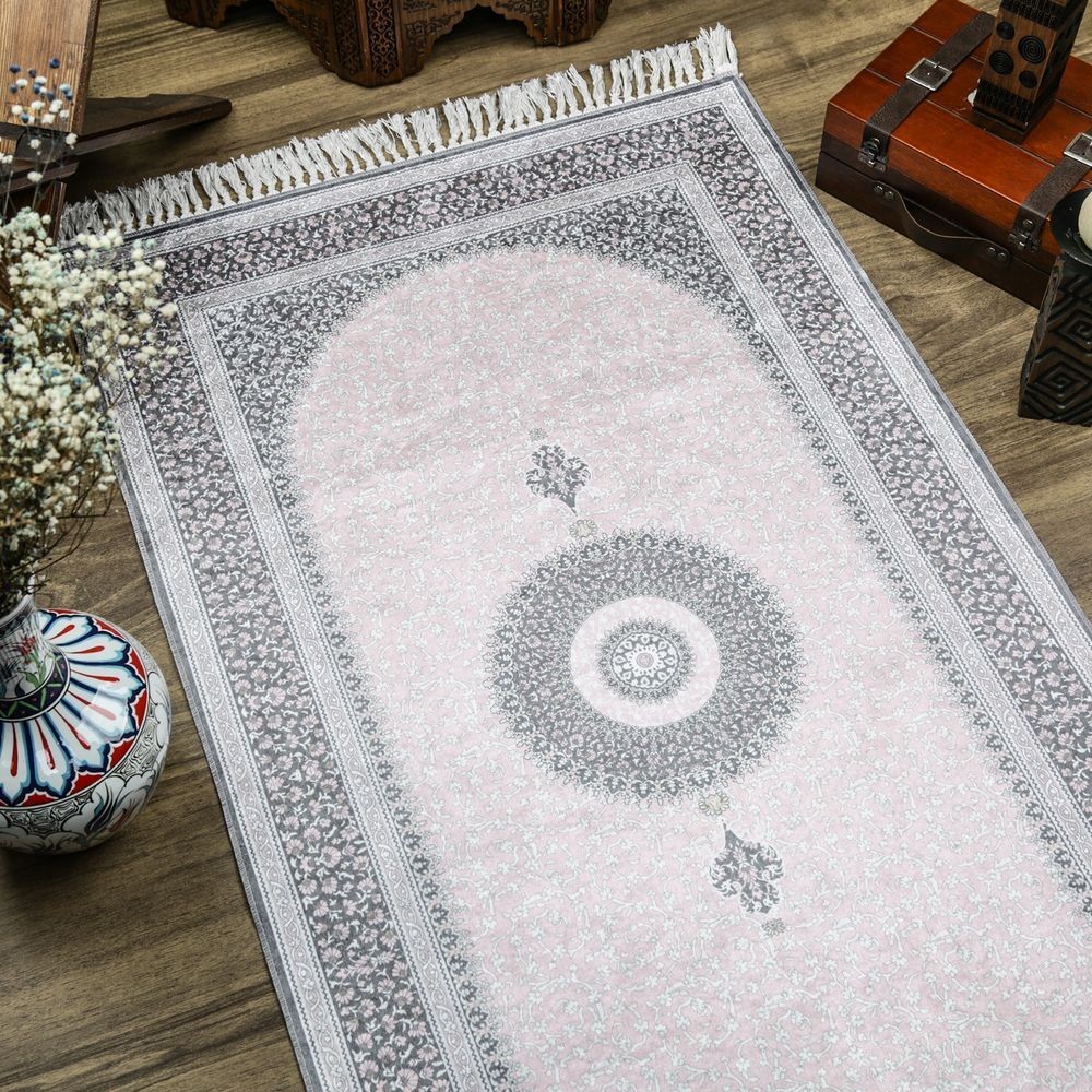 Lüks İpek Ahu Seccade Pembe 70x117 cm - 550 gr