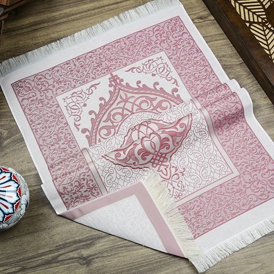 Hediyelik İpek Nur Tafta Seccade Açık Bordo 68x110 cm - 200 gr