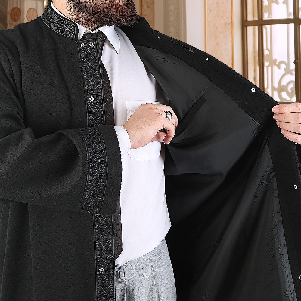 Kışlık Kaşe İmam Cübbesi Hüdhüd Siyah