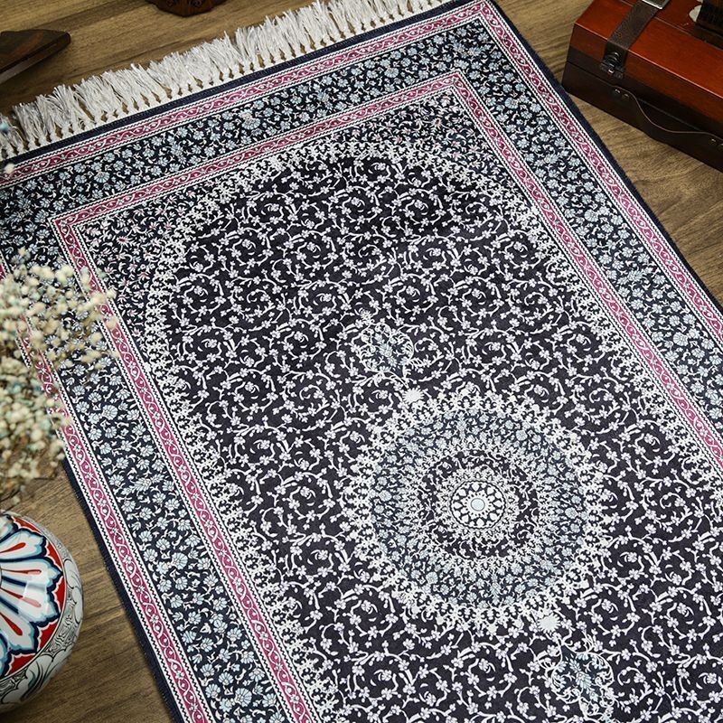 Lüks İpek Ahu Seccade Siyah 70x117 cm - 550 gr