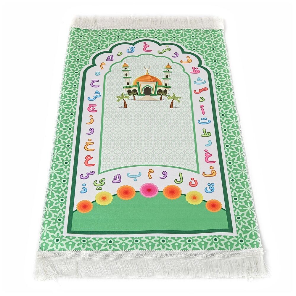 Çocuk Seccadesi Aksa Yeşil 82×45 cm 110 gr - Tesbih Hediyeli