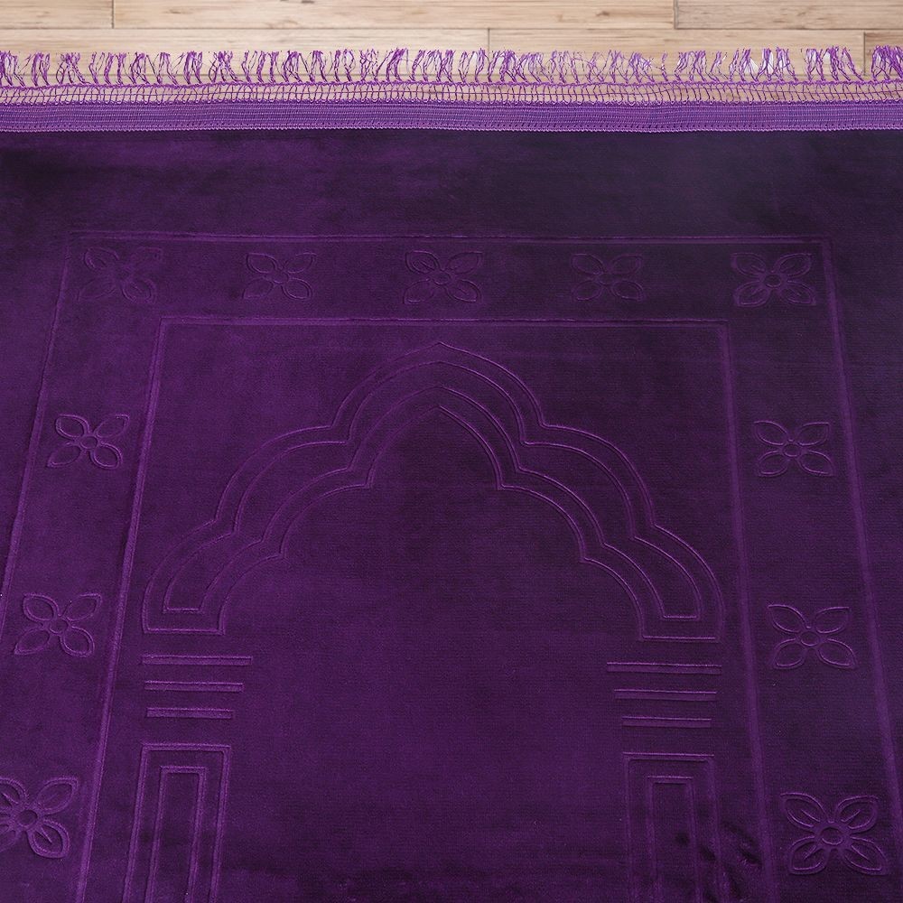 Soft Yumuşak Kadife Peluş Seccade Mor 80 x 120 cm - 1100 gr