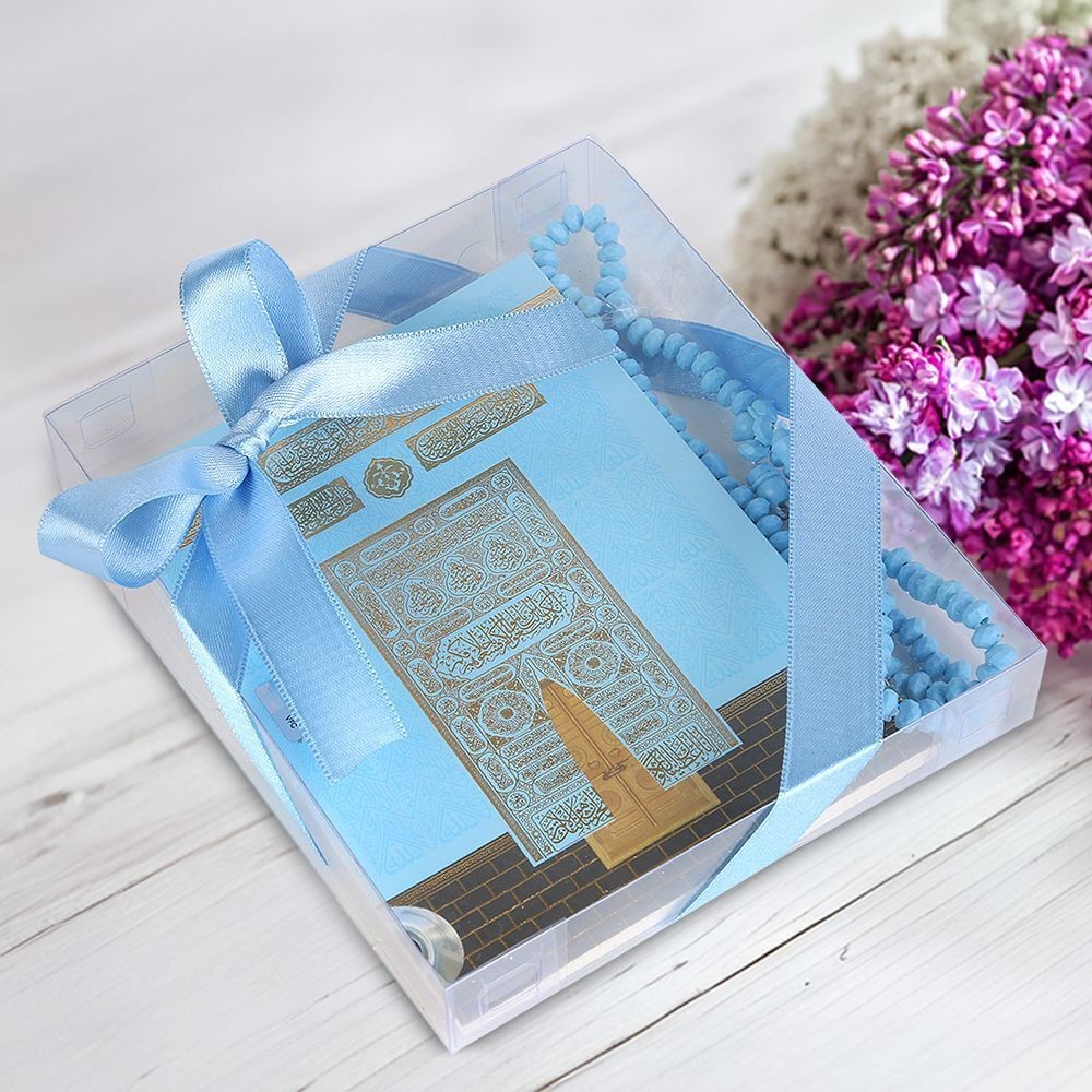 Ekonomik Yasin Kitabı(12*16 cm 90 gr 80 Sayfa) Tesbih,Süslemeli Asetat Kutulu-Mavi