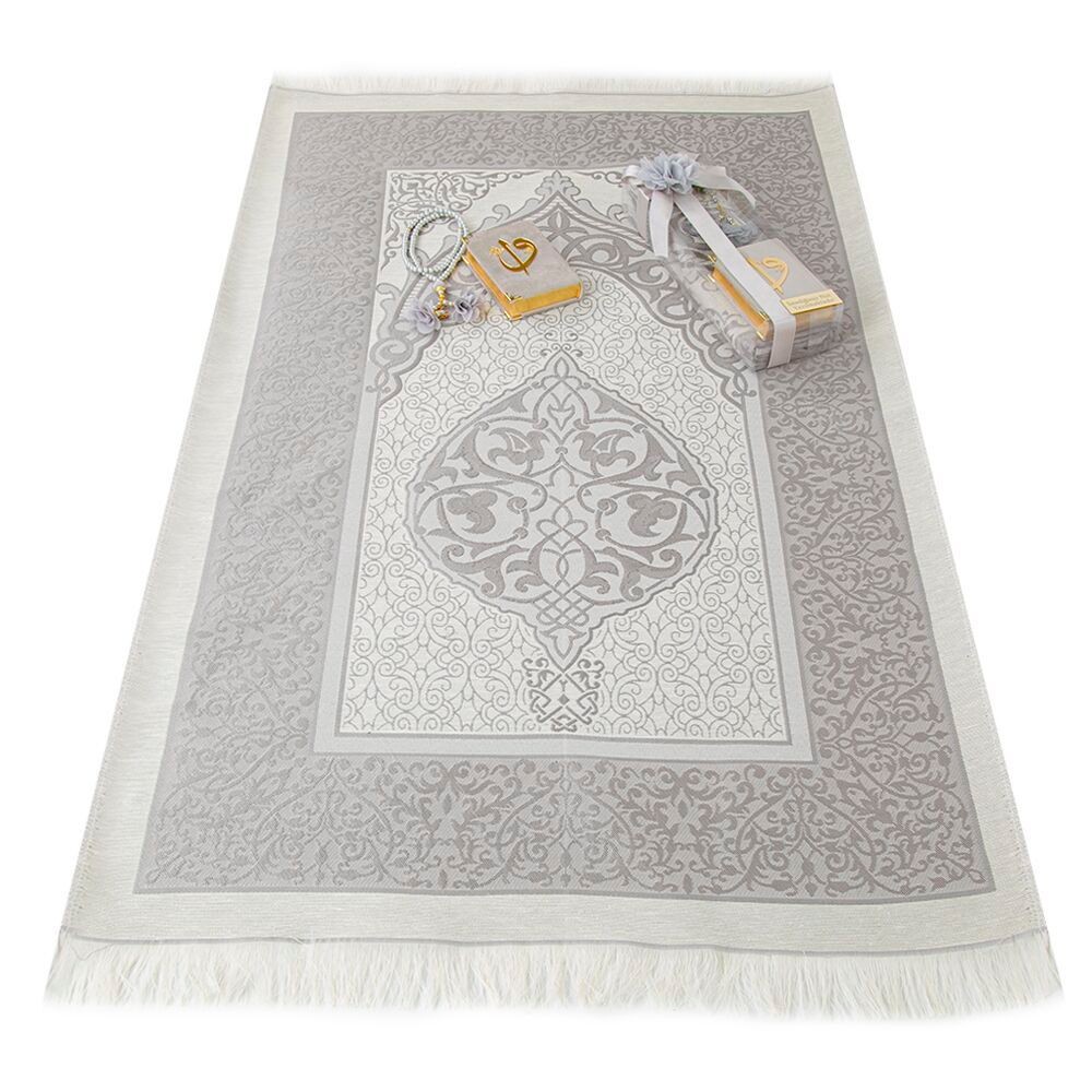Hediyelik Kur'an-ı Kerim (Cep Boy), Seccade, Güllü İnci Tesbihli Set