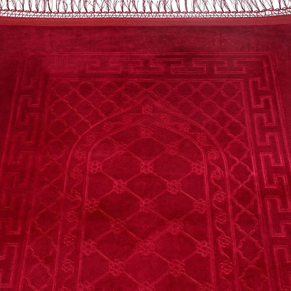 İsminizi Seccadeye Yazıyoruz Soft Yumuşak Kadife Peluş Seccade Bordo 80 x 120 cm - 1100 gr