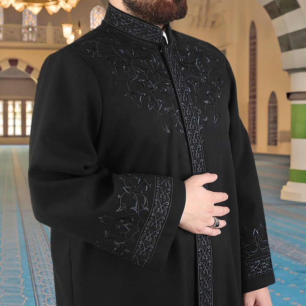 Kışlık Kaşe İmam Cübbesi Bergüzar Siyah
