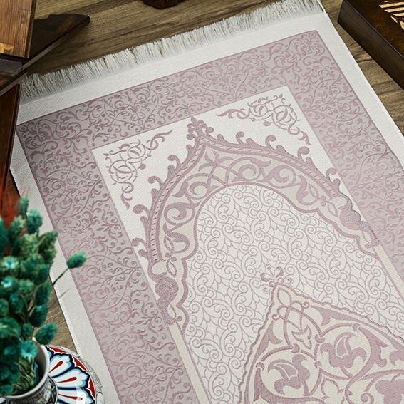 Hediyelik İpek Nur Tafta Seccade Lila 68x110 cm - 200 gr