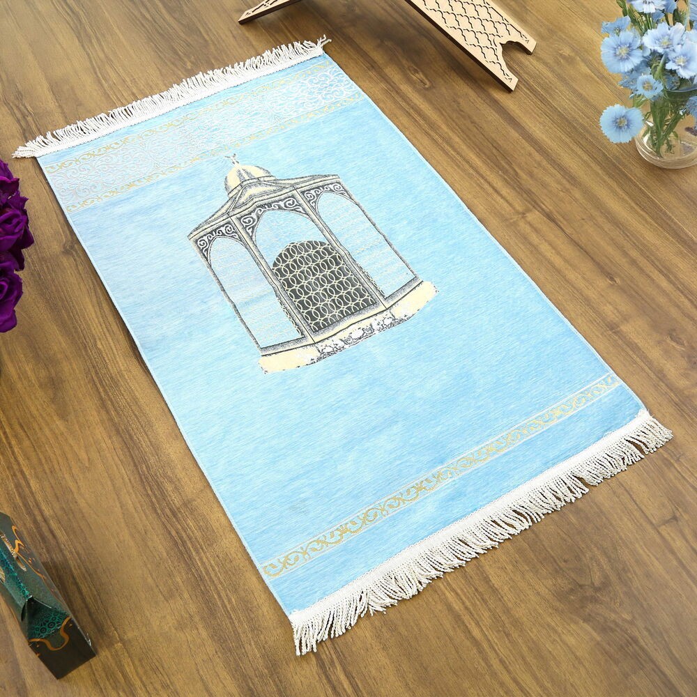 Makam-ı İbrahim Lüks Şönil Seccade Bebek Mavisi (70x126cm) 240 gr